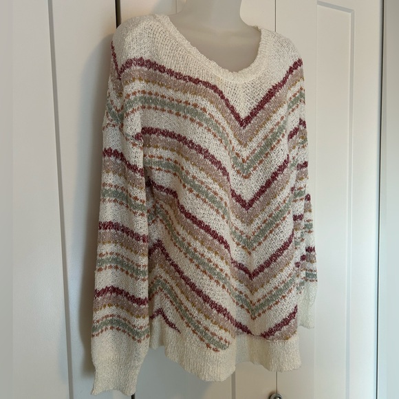 Loveriche Cream striped nubby Sweater L - Picture 3 of 5